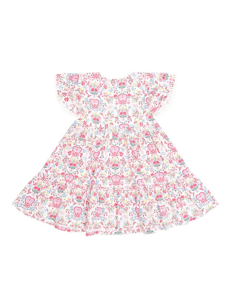 Huxbaby Girls Dress Scallop Floral Tiered Dress