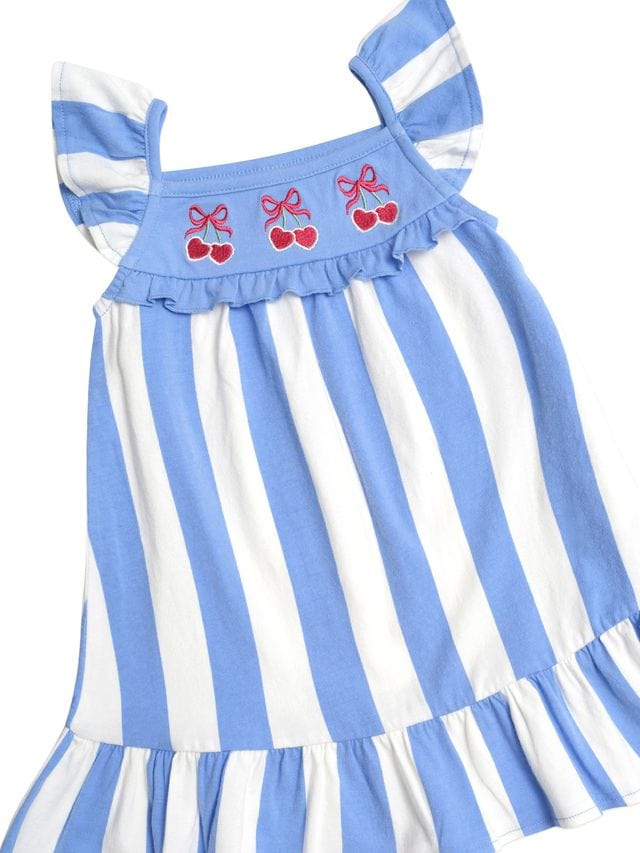 Huxbaby Girls Dress Seaside Cherry Stripe Dress