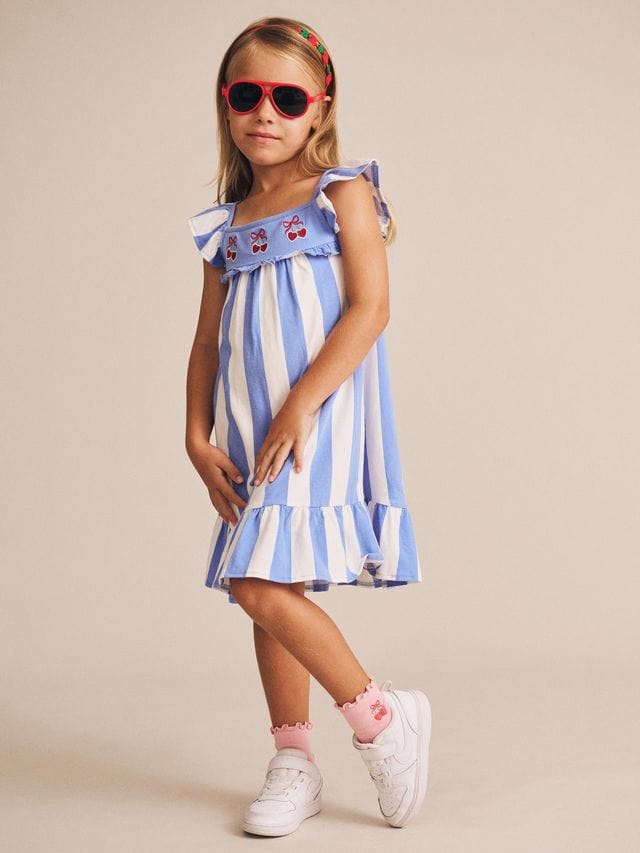 Huxbaby Girls Dress Seaside Cherry Stripe Dress