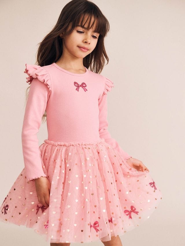 Huxbaby Girls Dress Sequin Bow Tulle Dress