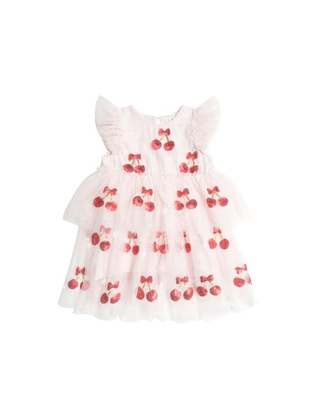 Huxbaby Girls Dress Sequin Cherry Pie Tulle Dress