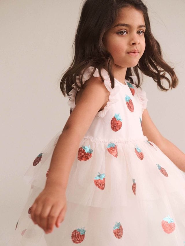 Huxbaby Girls Dress Sequin Strawberry Tulle Dress