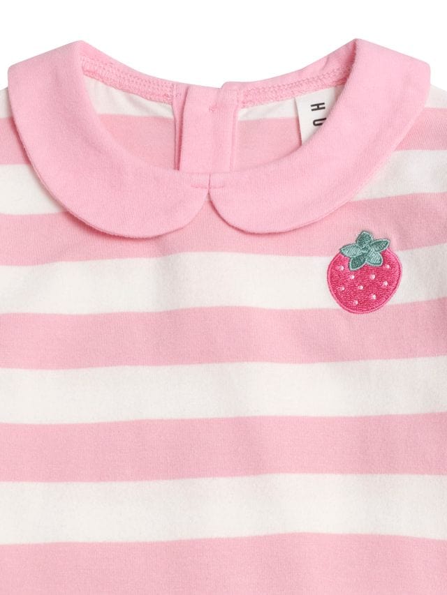 Huxbaby Girls Dress Strawberry Stripe Puff Sleeve Dress