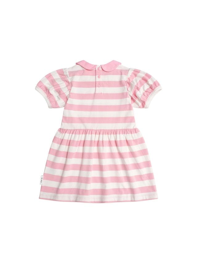 Huxbaby Girls Dress Strawberry Stripe Puff Sleeve Dress
