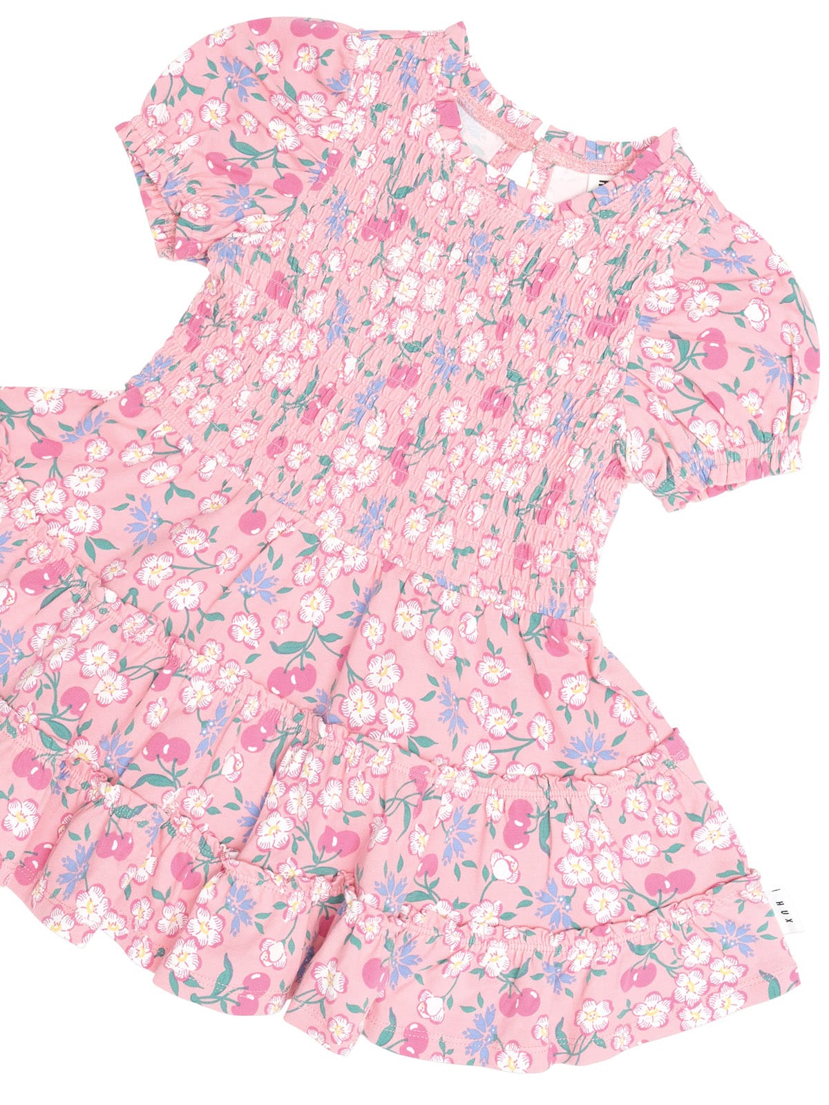 Huxbaby Girls Dress Tropical Cherry Floral Tiered Puff Dress