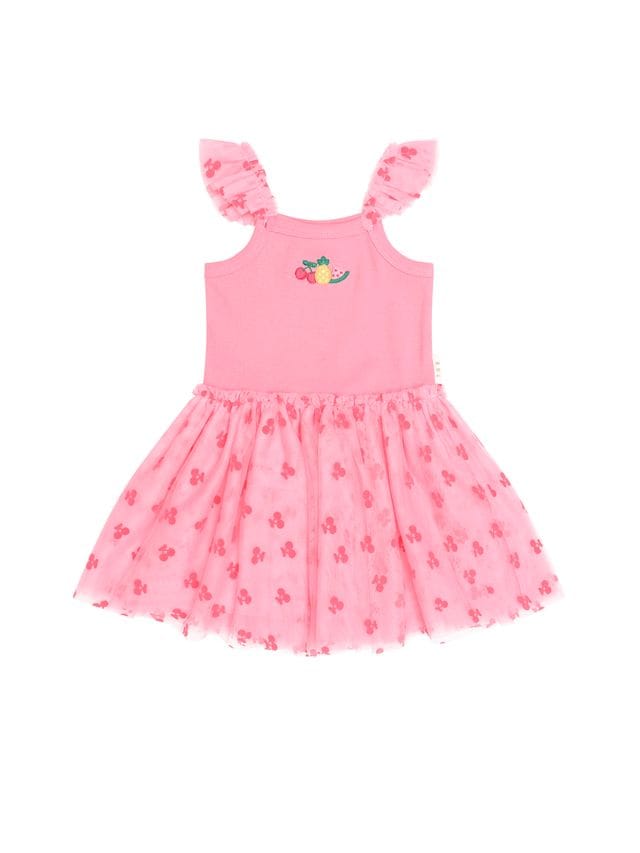Huxbaby Girls Dress Tropical Fruit Embroidered Sleeveless Tulle Dress