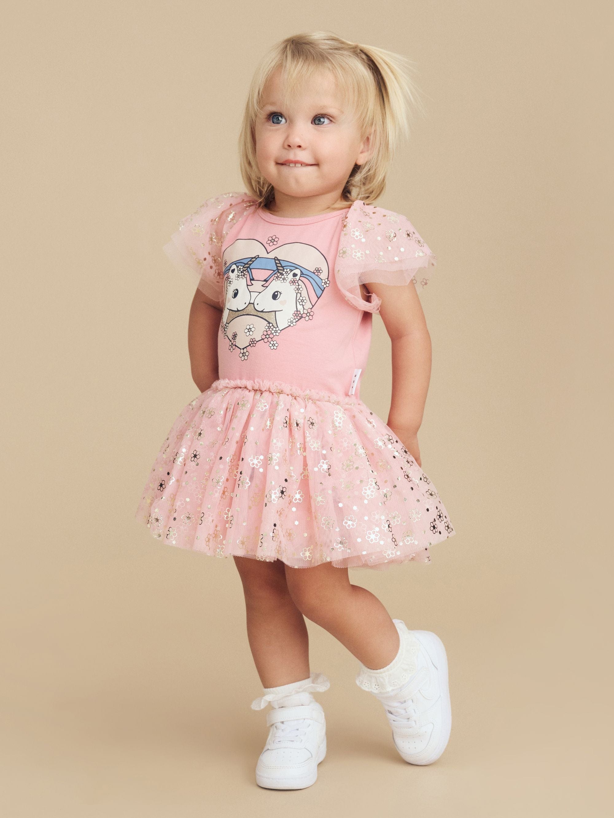 Huxbaby Girls Dress Unicorn Heart Ballet Dress