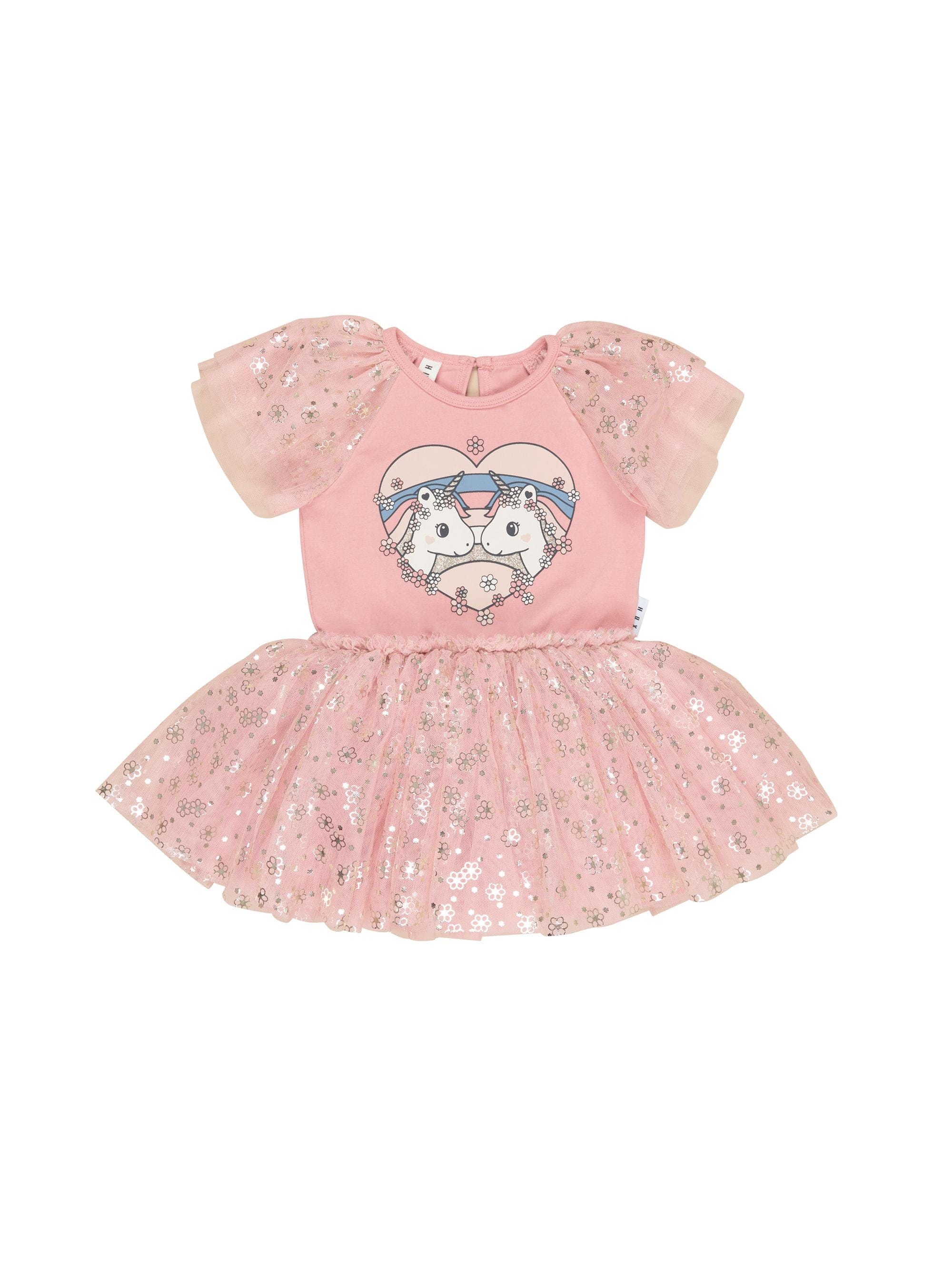 Huxbaby Girls Dress Unicorn Heart Ballet Dress