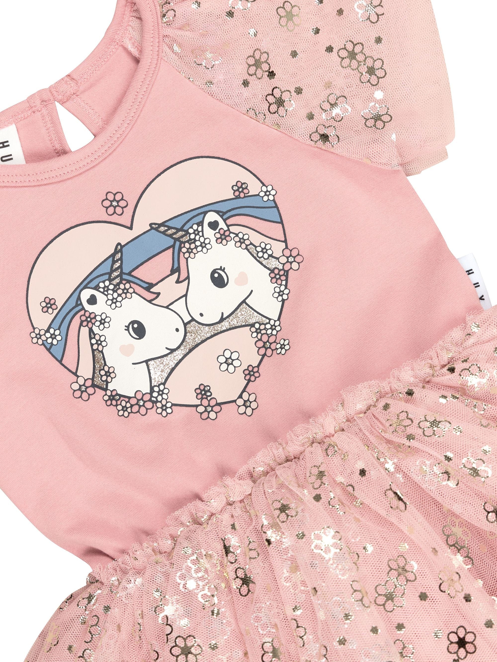 Huxbaby Girls Dress Unicorn Heart Ballet Dress