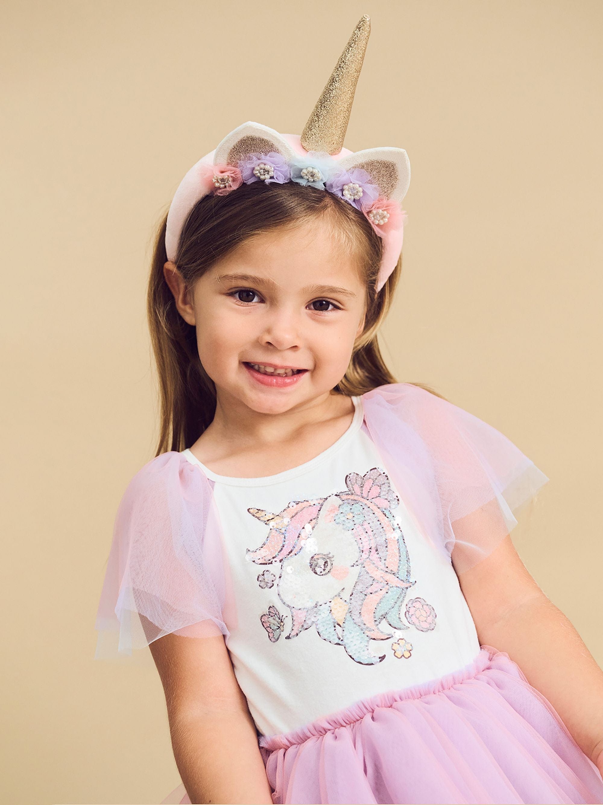 Huxbaby Girls Dress Unicorn Tiered Rainbow Party Dress