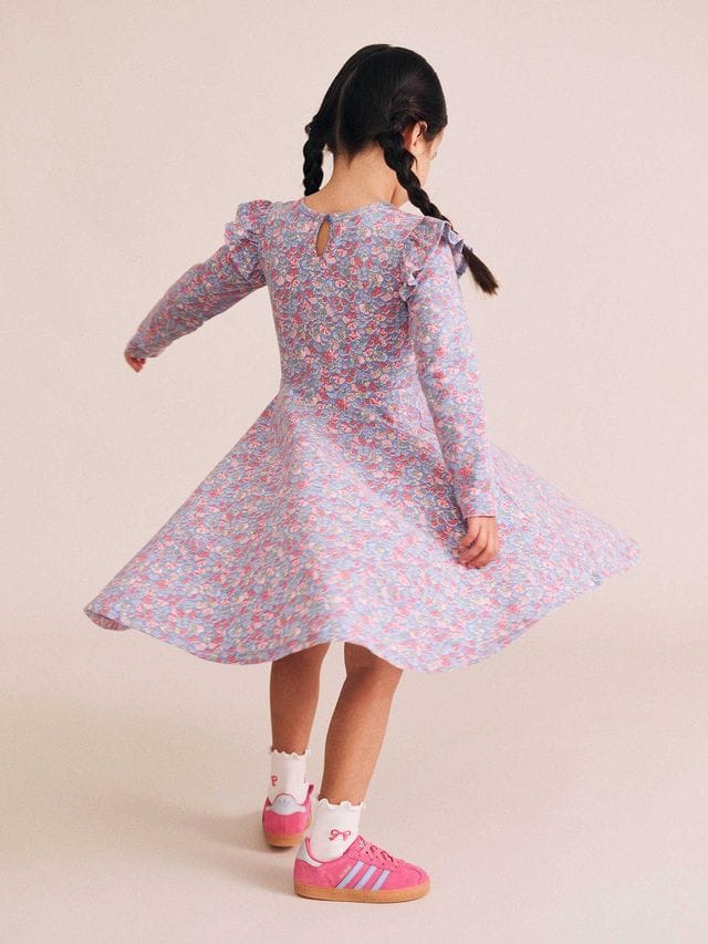 Huxbaby Girls Dress Vintage Floral Shirred L/S Dress