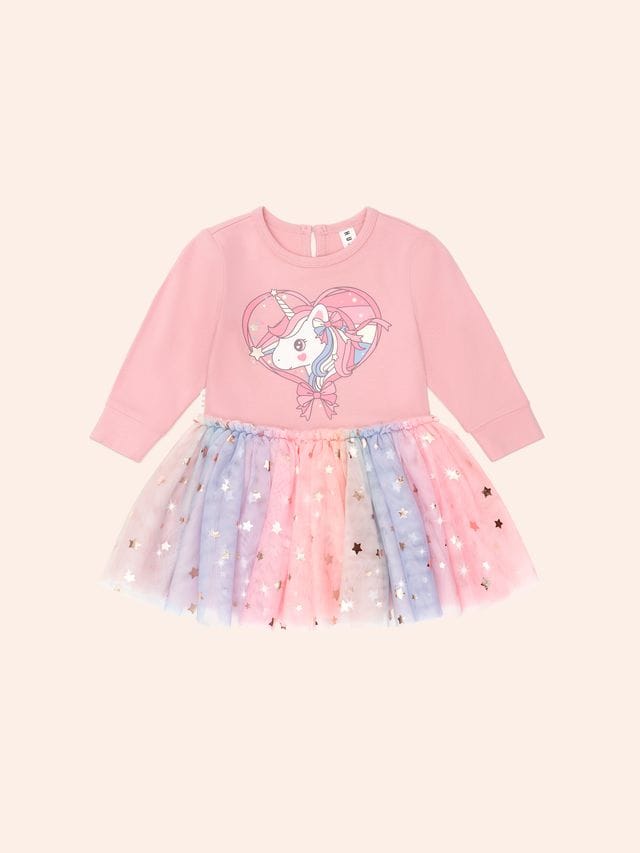 Huxbaby Girls Dress Whimsical Unicorn Tulle Ballet Dress