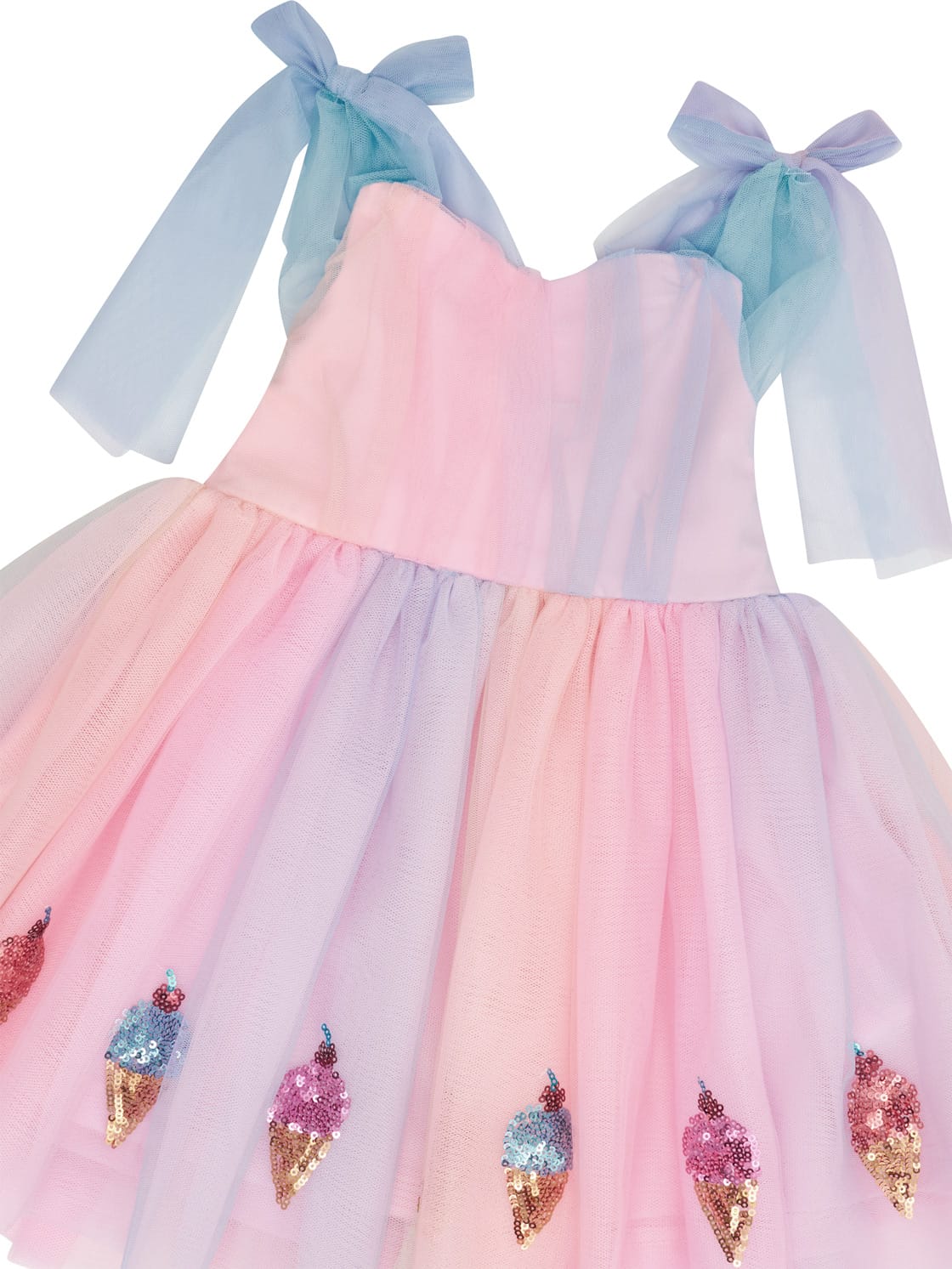 Huxbaby Girls Dress You-Scream-For-Ice Cream Sequin Tulle Dress