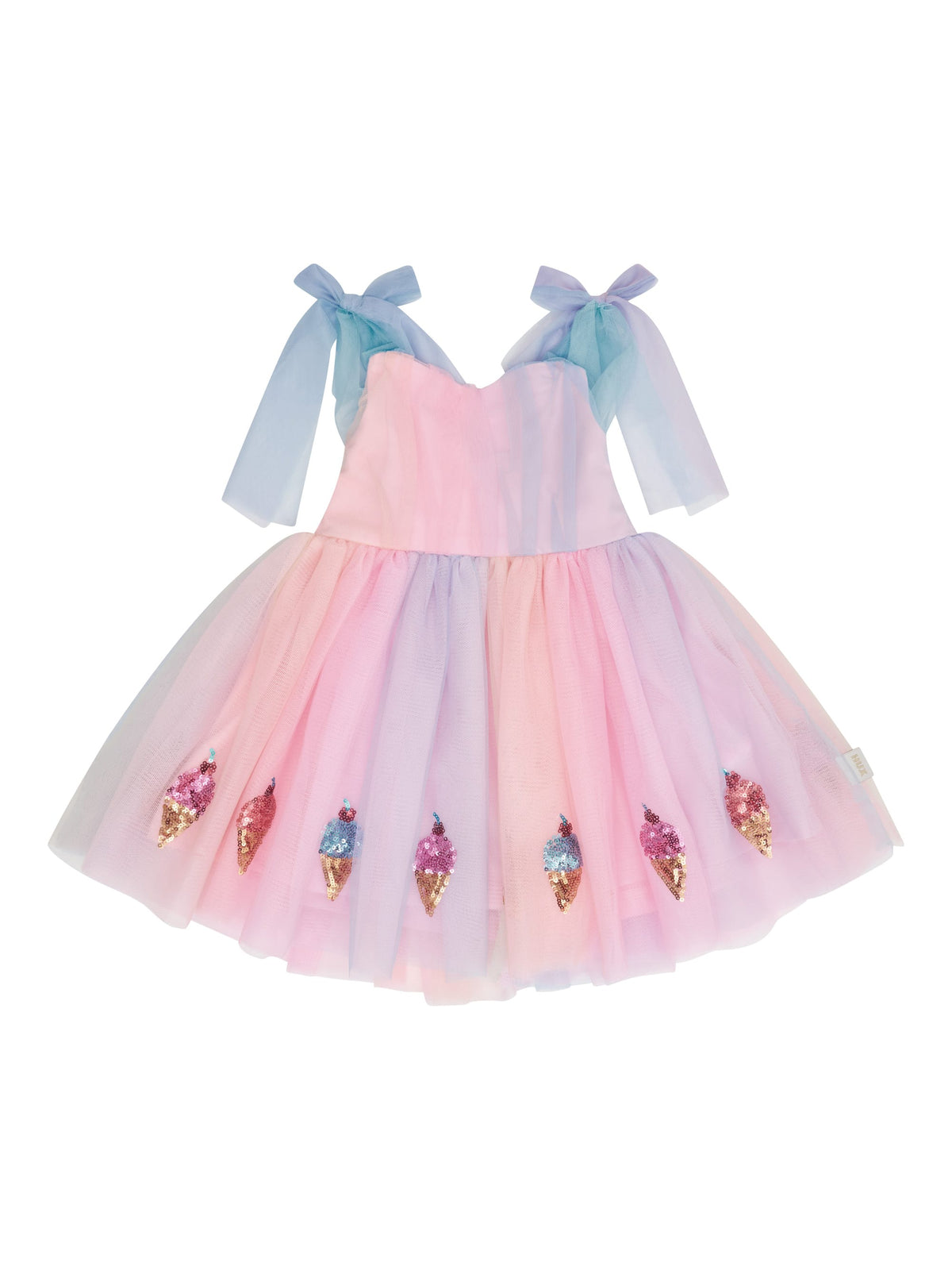 Huxbaby Girls Dress You-Scream-For-Ice Cream Sequin Tulle Dress