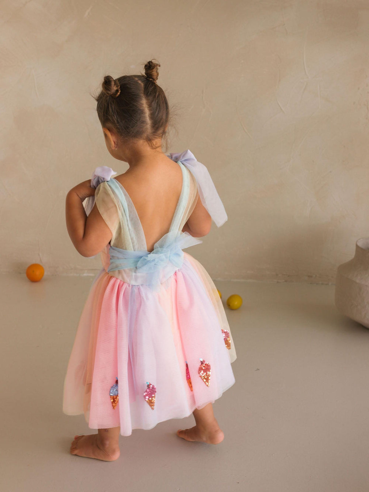 Huxbaby Girls Dress You-Scream-For-Ice Cream Sequin Tulle Dress