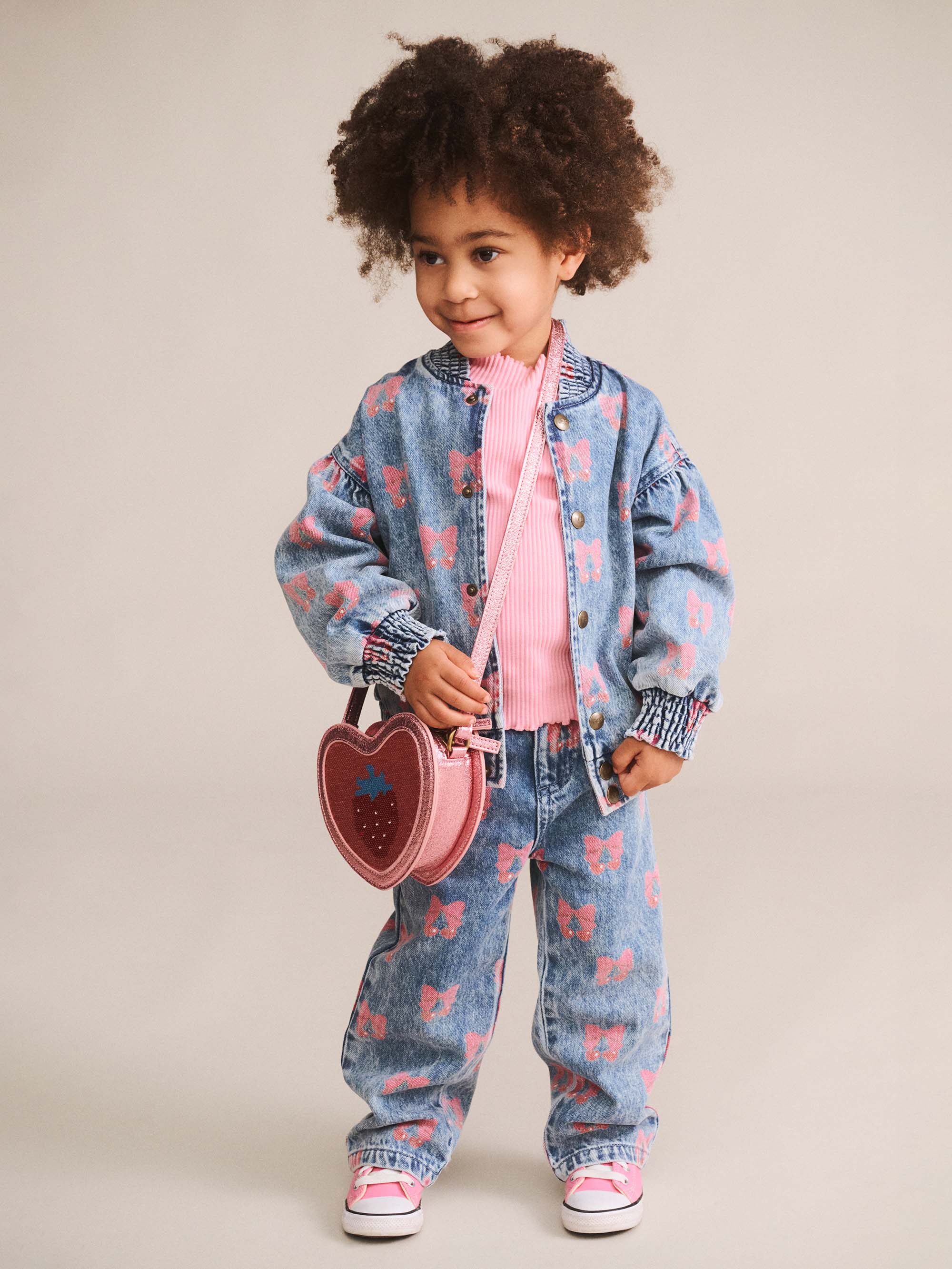 Huxbaby Girls Jacket Dreamy Denim Cherry Jacket