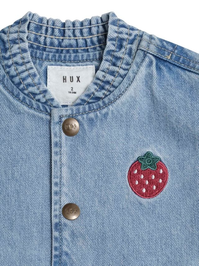 Huxbaby Girls Jacket Dreamy Denim Strawberry Bomber