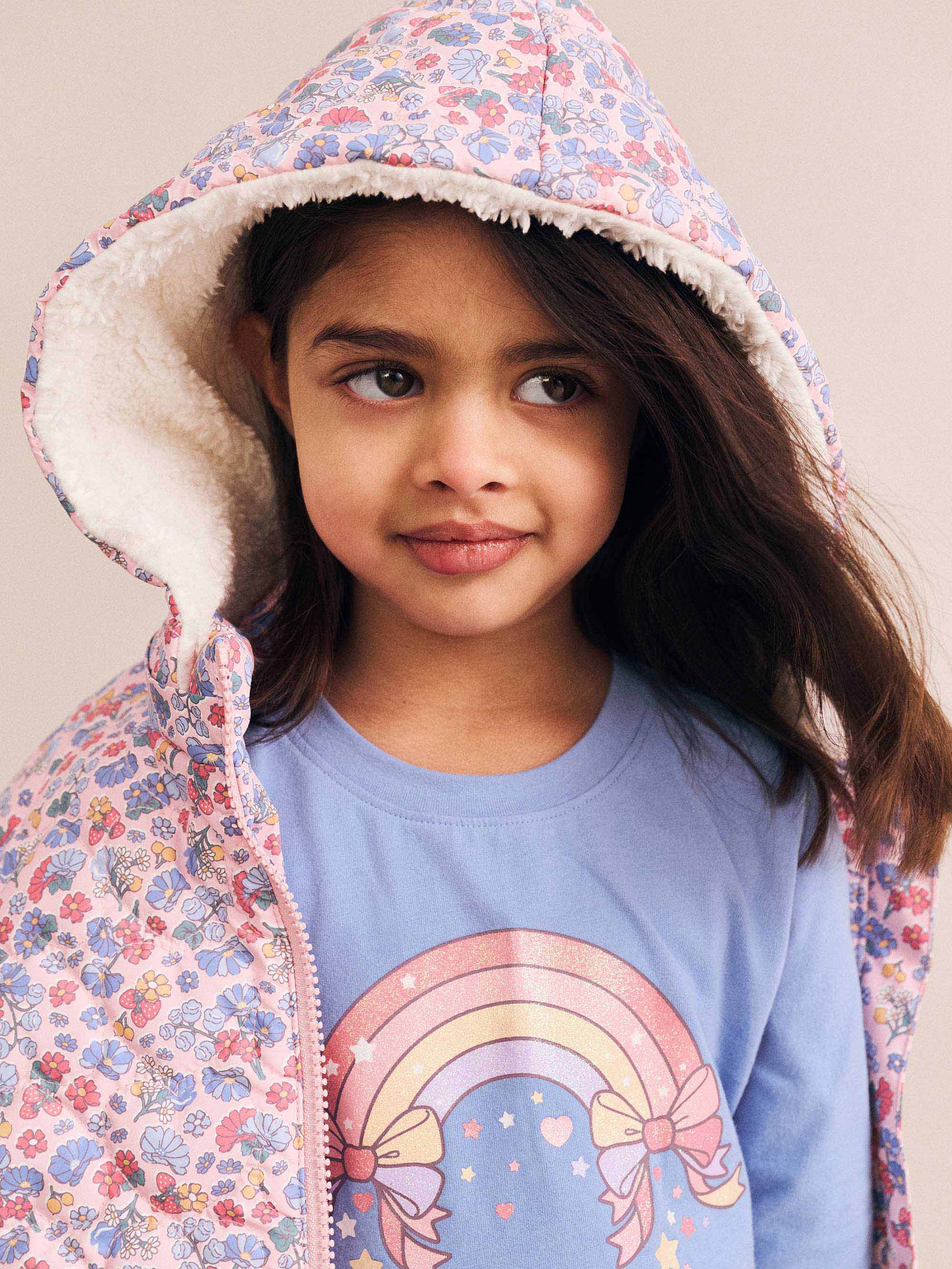 Huxbaby Girls Jacket Heart Floral Quilted Puffer Jacket