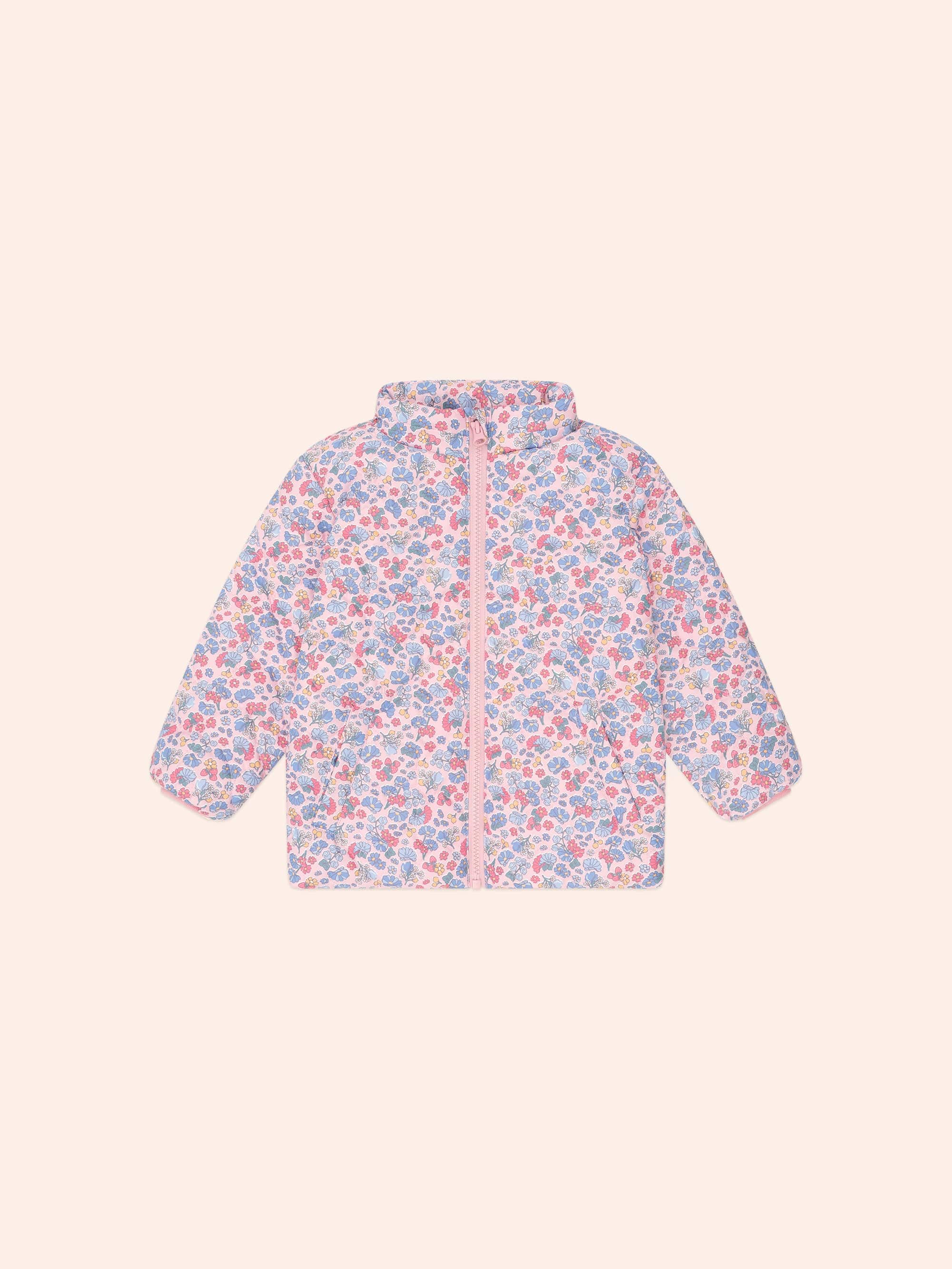 Huxbaby Girls Jacket Heart Floral Quilted Puffer Jacket