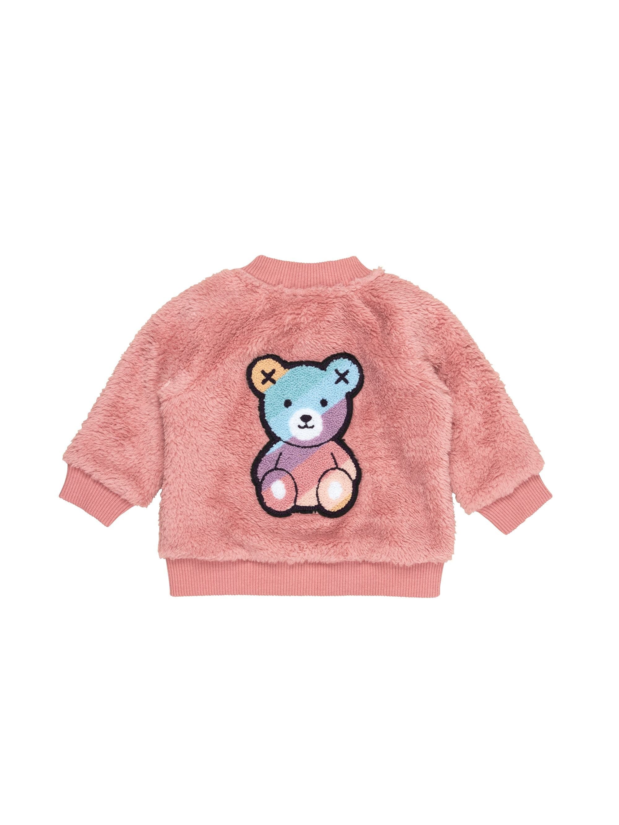 Huxbaby Girls Jacket Rainbow Bear Fur Jacket