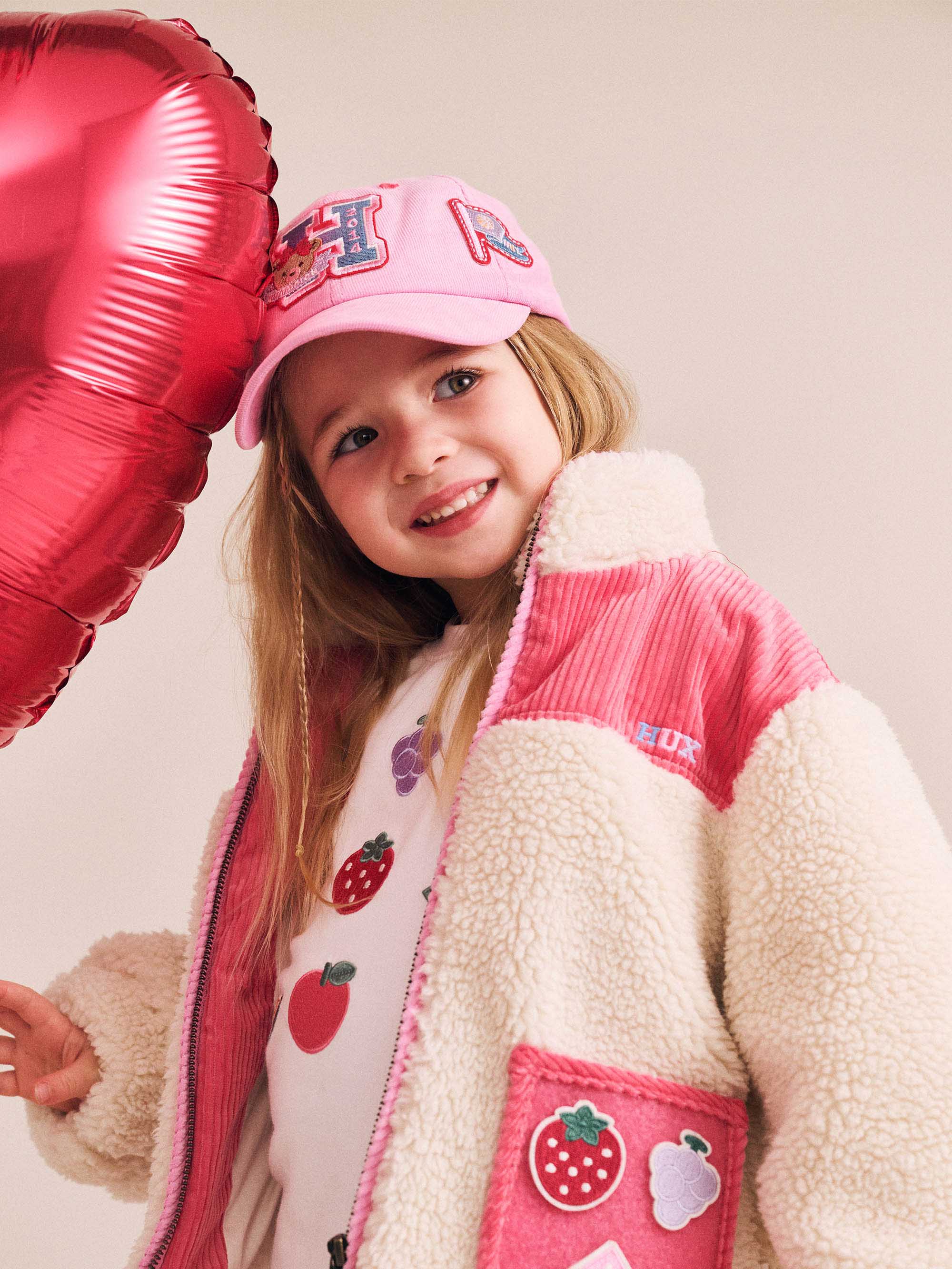 Huxbaby Girls Jacket Sherpa Cord Patches Jacket