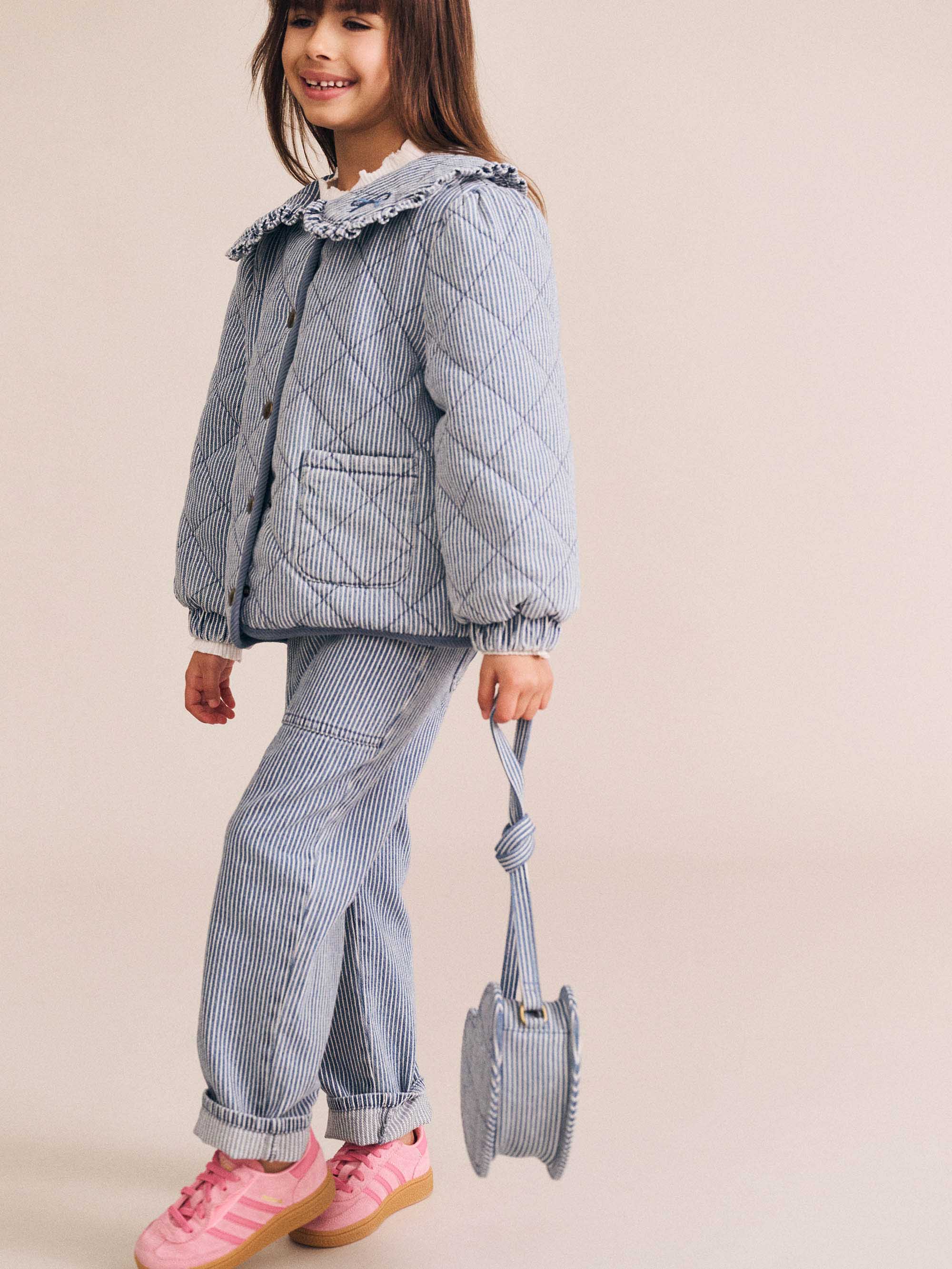 Huxbaby Girls Jacket Vintage Bow Collar Denim Jacket