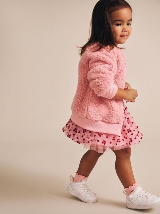 Huxbaby Girls Jumper Cherry Pie Fur Jacket