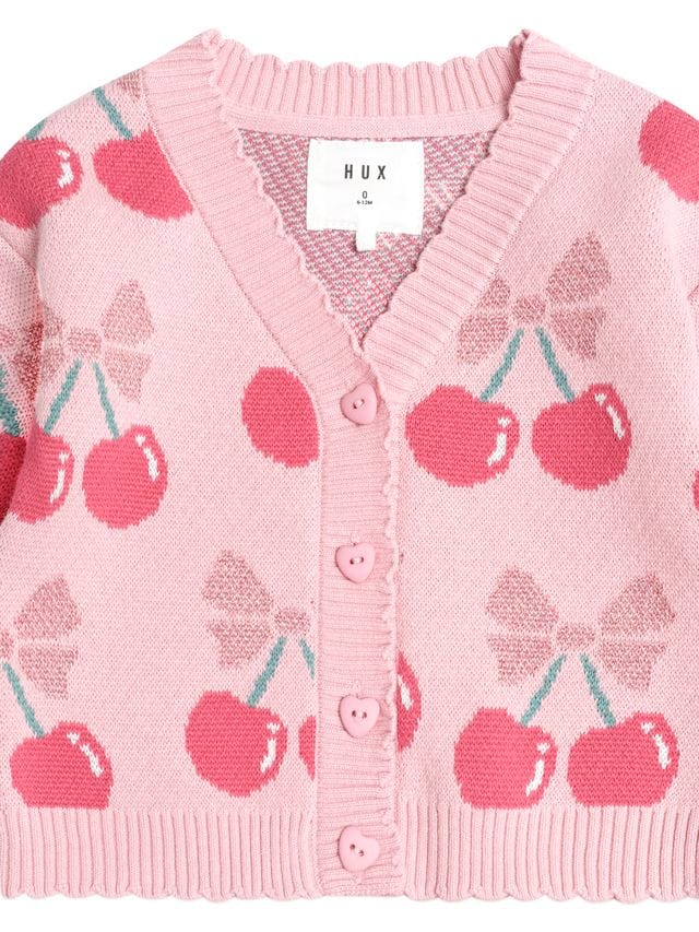 Huxbaby Girls Jumper Cherry Pie Scalloped Knit Cardi