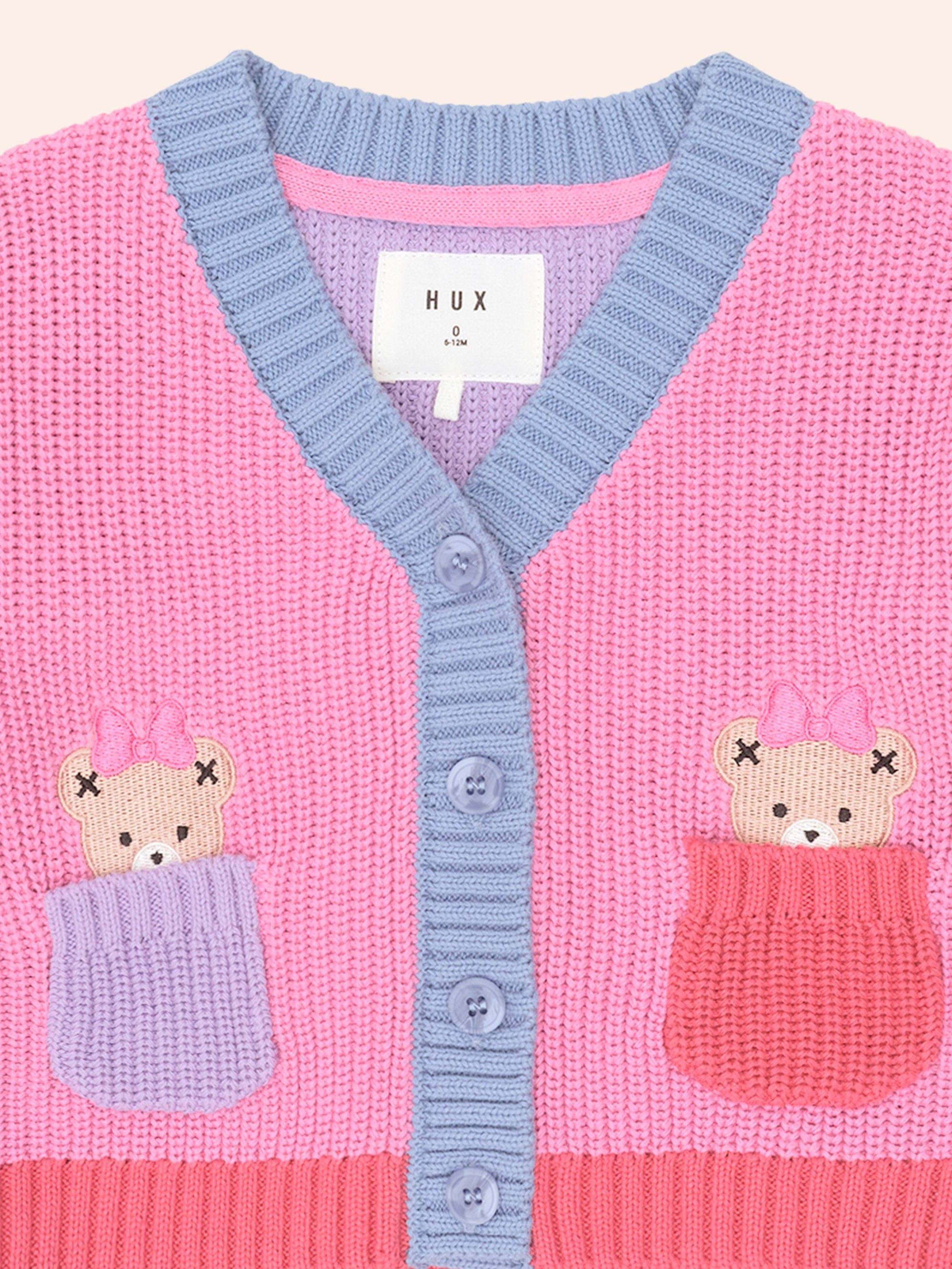 Huxbaby Girls Jumper Colour Block Huxette Cardi