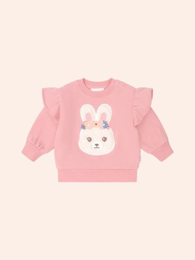 Huxbaby Girls Jumper Flower Field Bunny Sweatshirt