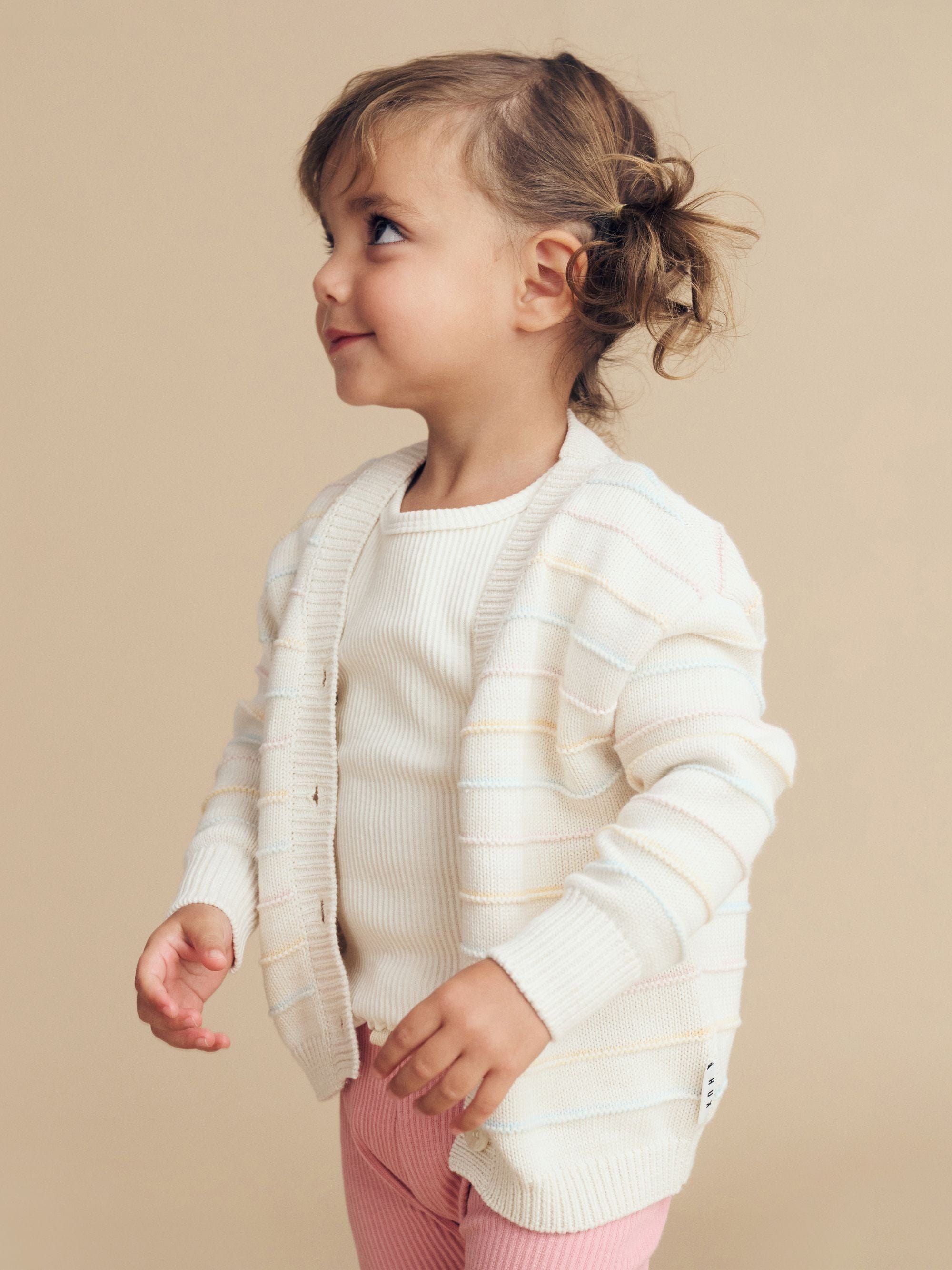 Huxbaby Girls Jumper Pastel Stripe Boxy Cardi