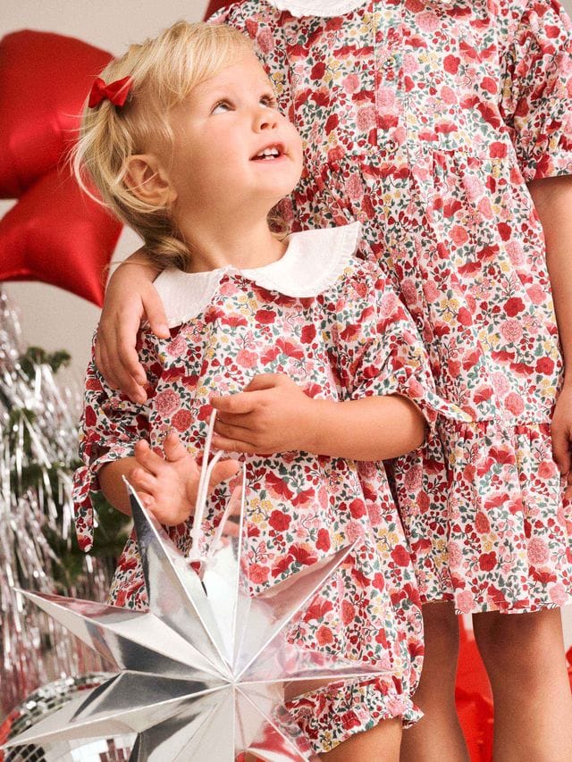 Huxbaby Girls Onesie 0-3M Festive Floral Frill Collar Bubble Romper
