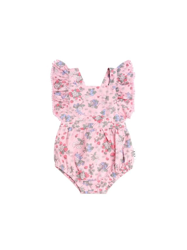 Huxbaby Girls Onesie 3-6M Strawberry Garden Playsuit