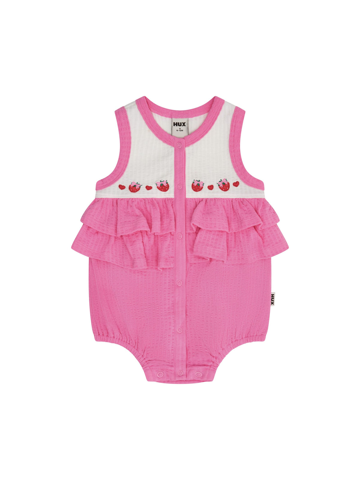 Huxbaby Girls Onesie Berry Sweet Seersucker Romper