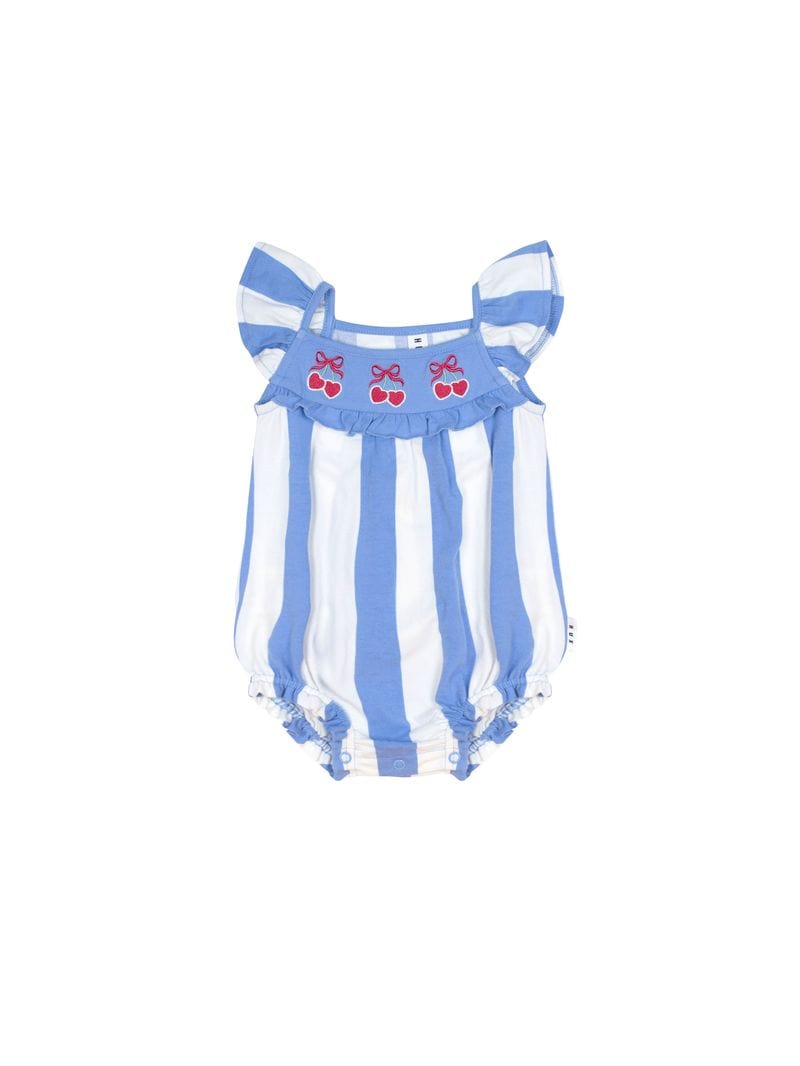 Huxbaby Girls Onesie Seaside Cherry Stripe Playsuit