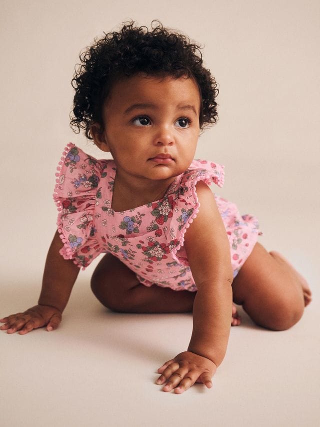 Huxbaby Girls Onesie Strawberry Garden Playsuit