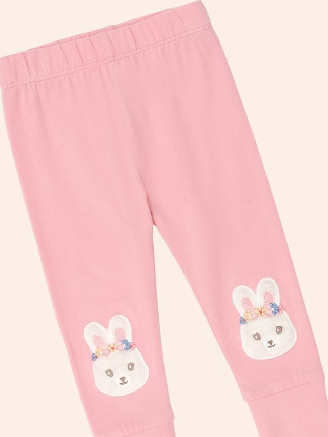 Huxbaby Girls Pants Flower Field Bunny Legging