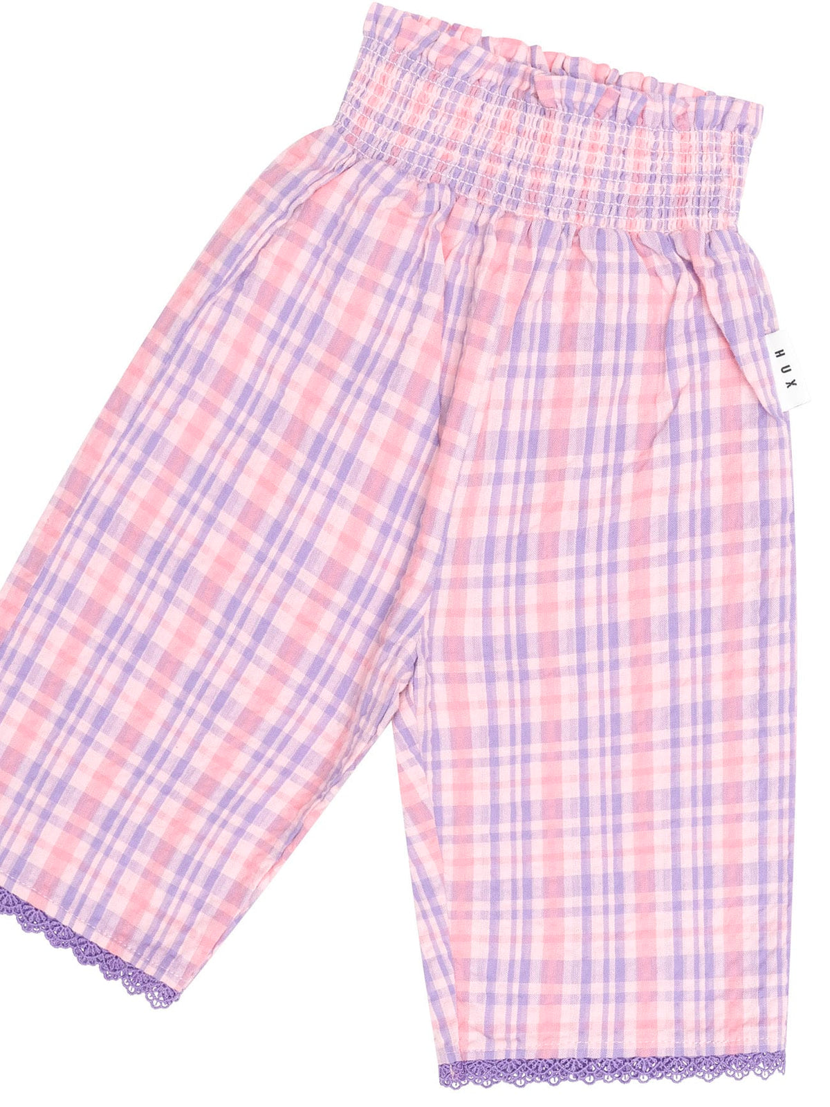 Huxbaby Girls Pants Tropical Check Paperbag Pant