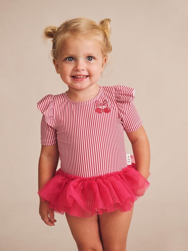 Huxbaby Girls Swimwear Ballerina Swimsuit Cherry Pie Stripe