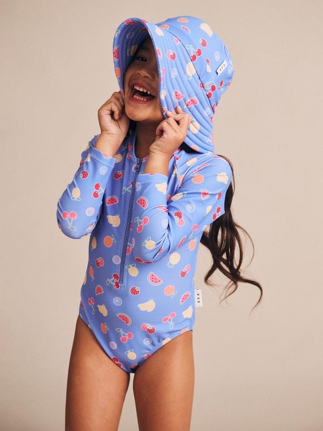 Huxbaby Girls Swimwear Fruit Emoji Zip Swimsuit