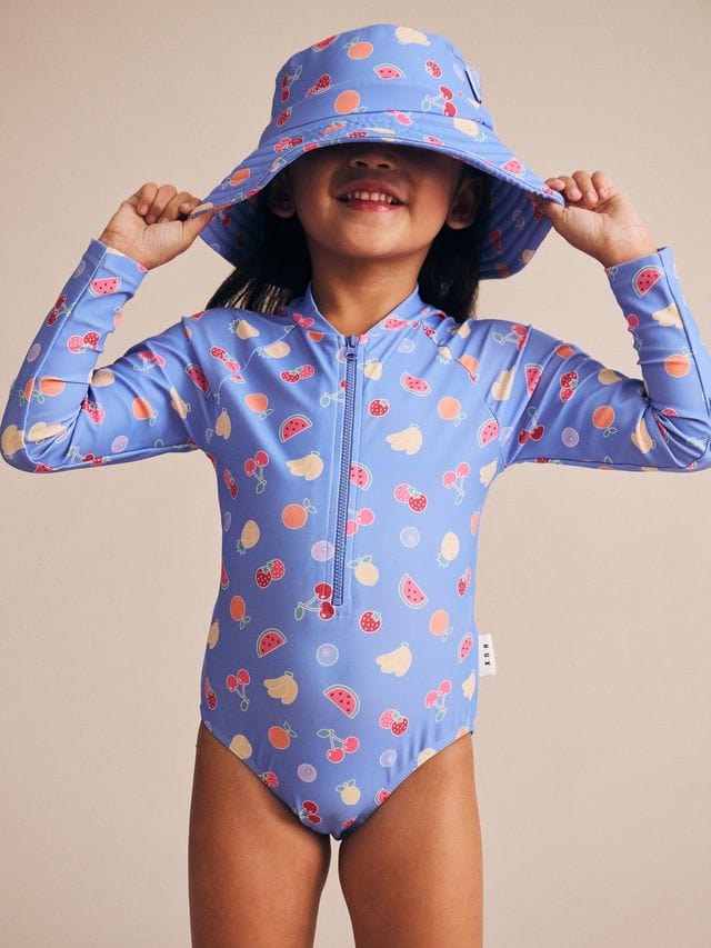 Huxbaby Girls Swimwear Fruit Emoji Zip Swimsuit