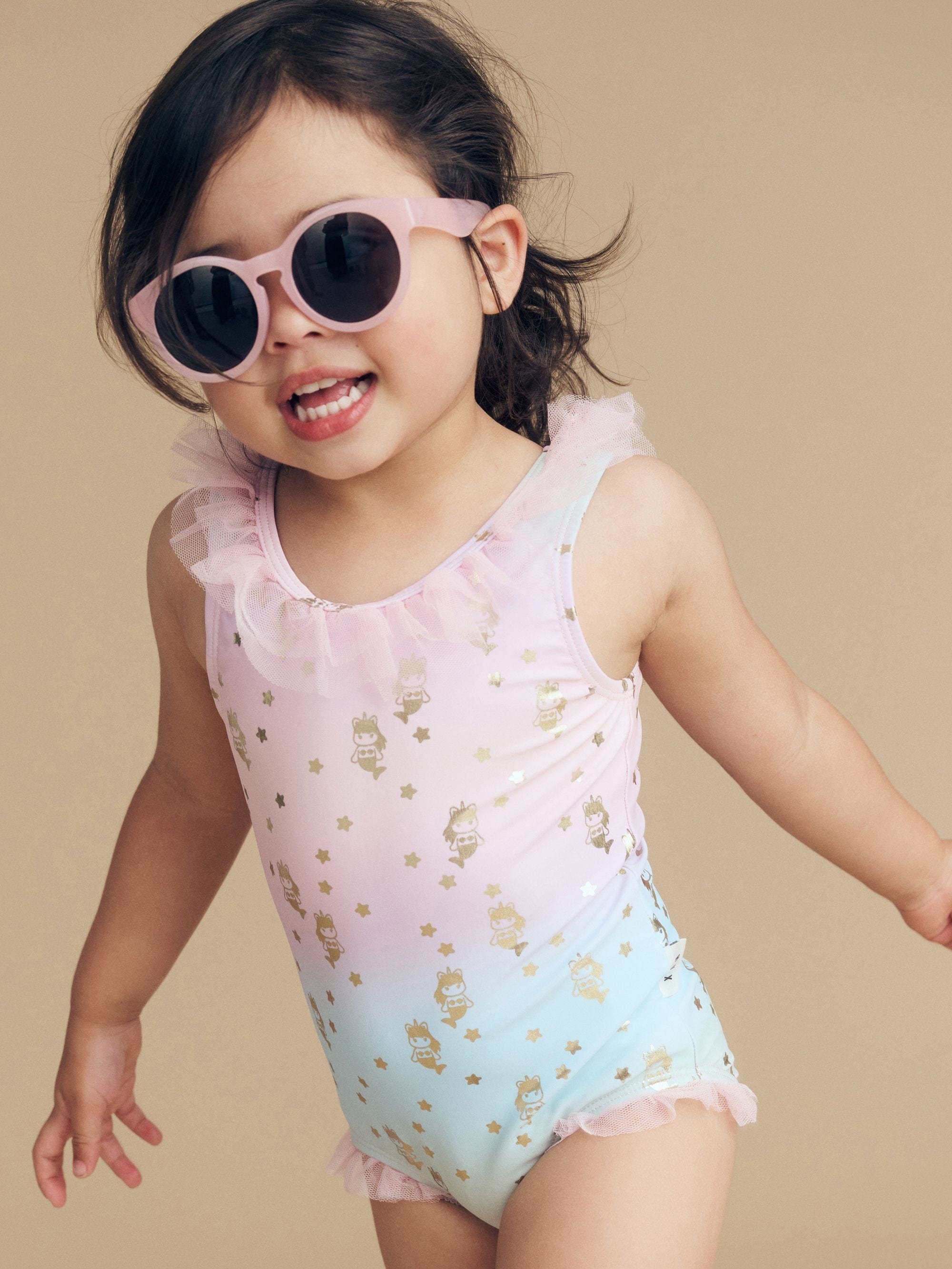 Huxbaby Girls Swimwear Mermaid Flounce Swimsuit