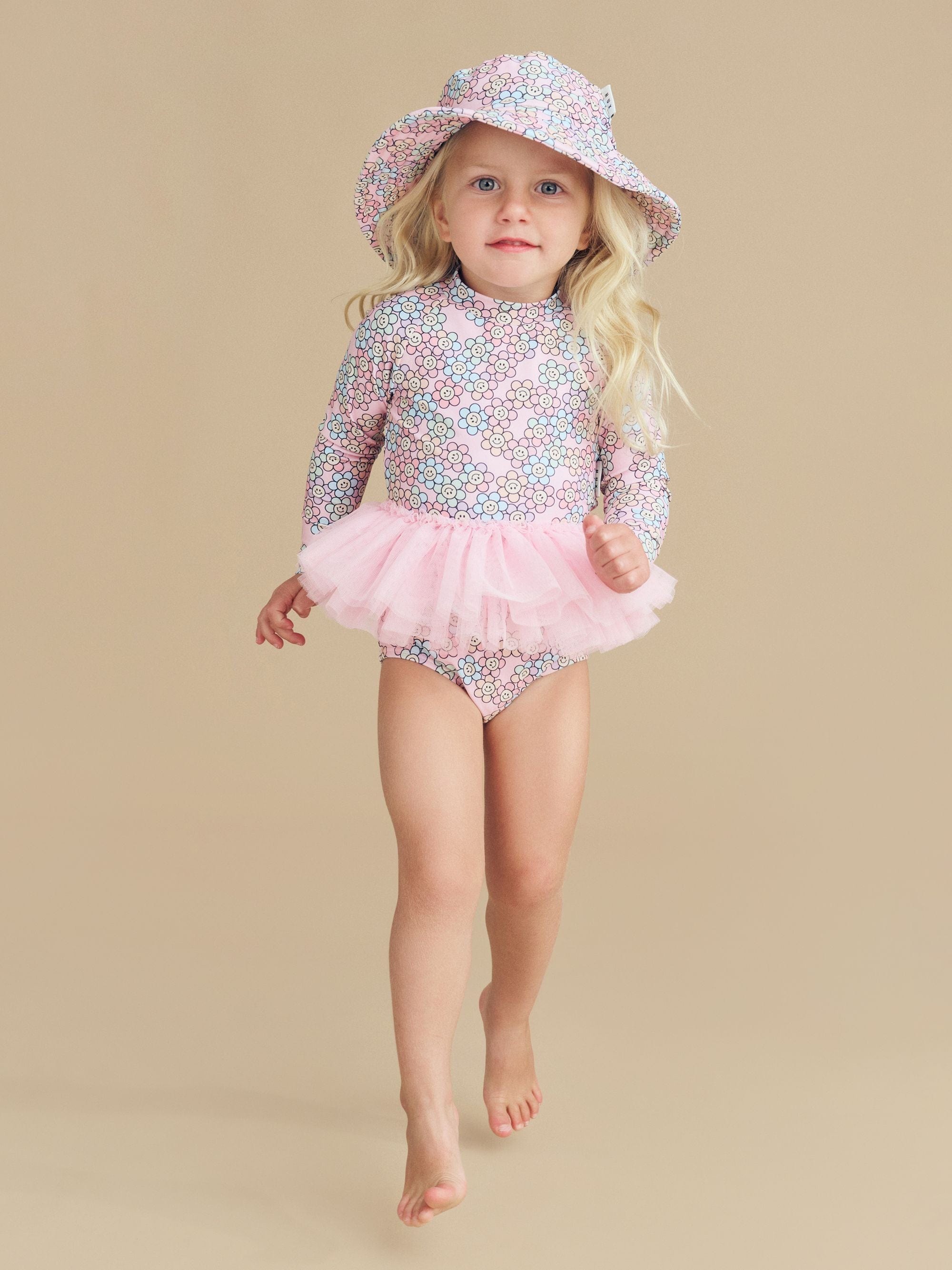 Huxbaby Girls Swimwear Rainbow Daisy Ballet Swimsuit