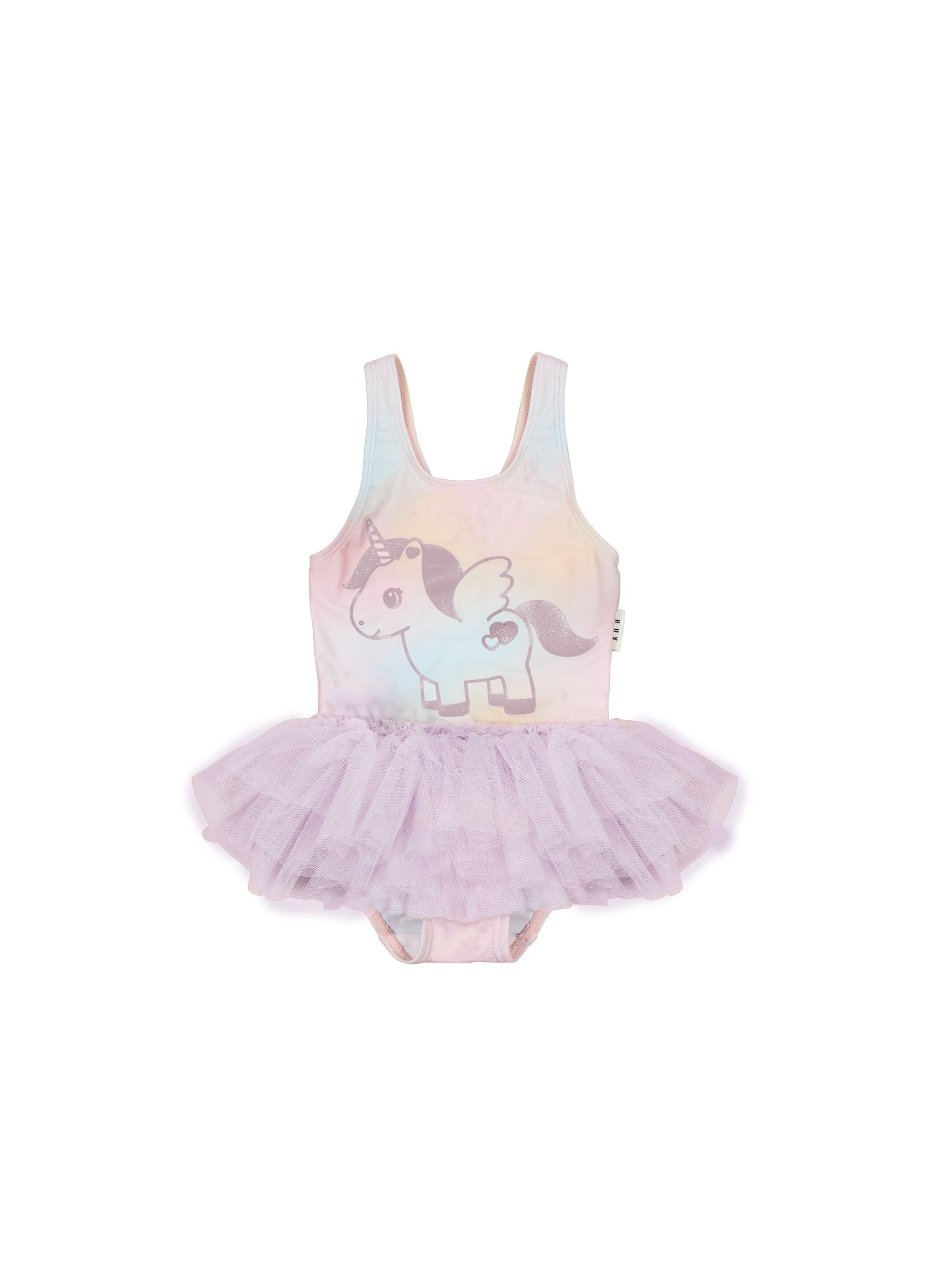 Huxbaby Girls Swimwear Rainbow Swirl Glittercorn Ballet Swimsuit