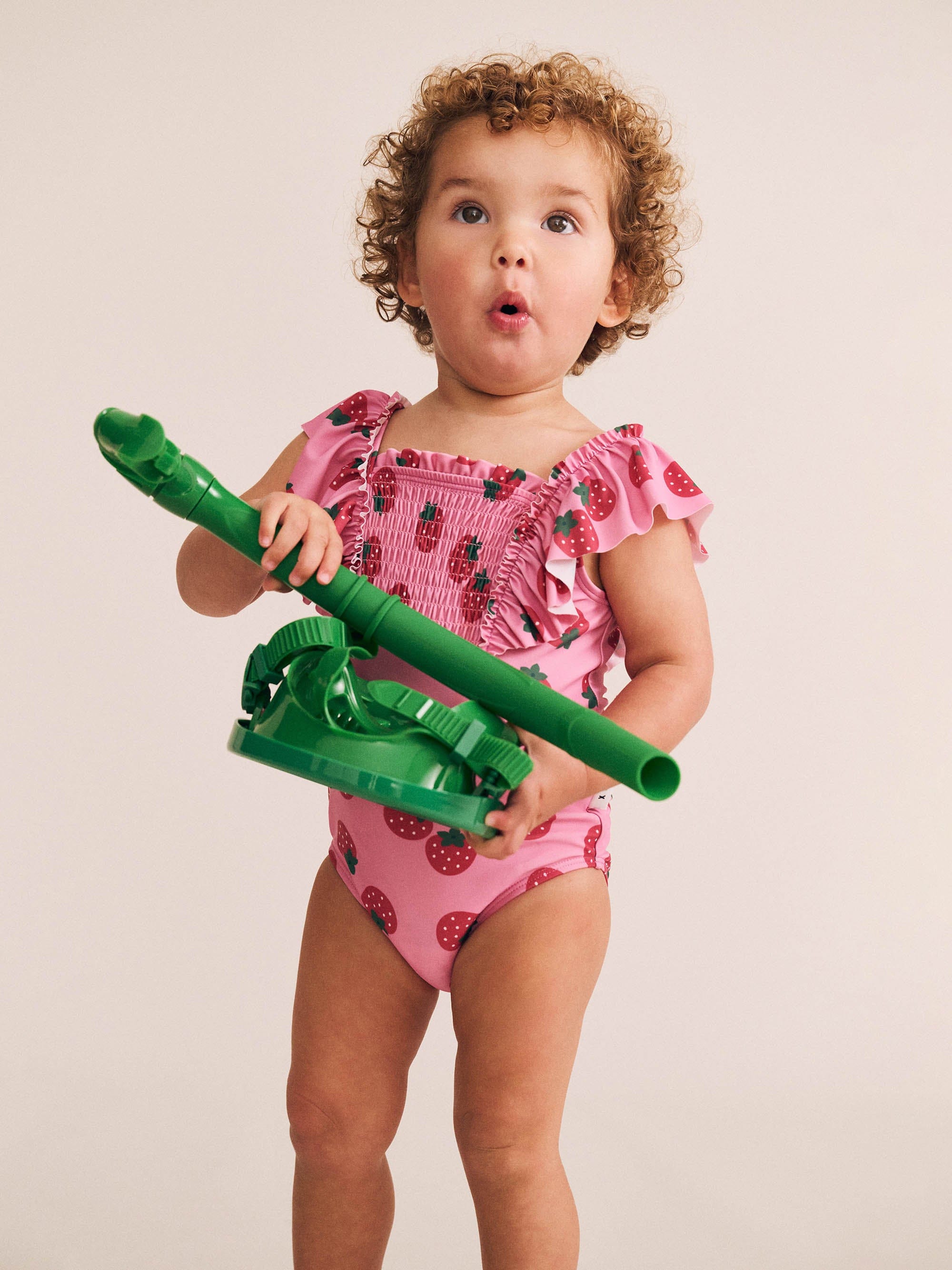 Huxbaby Girls Swimwear Strawberry Fields Forever Shirred Swimsuit