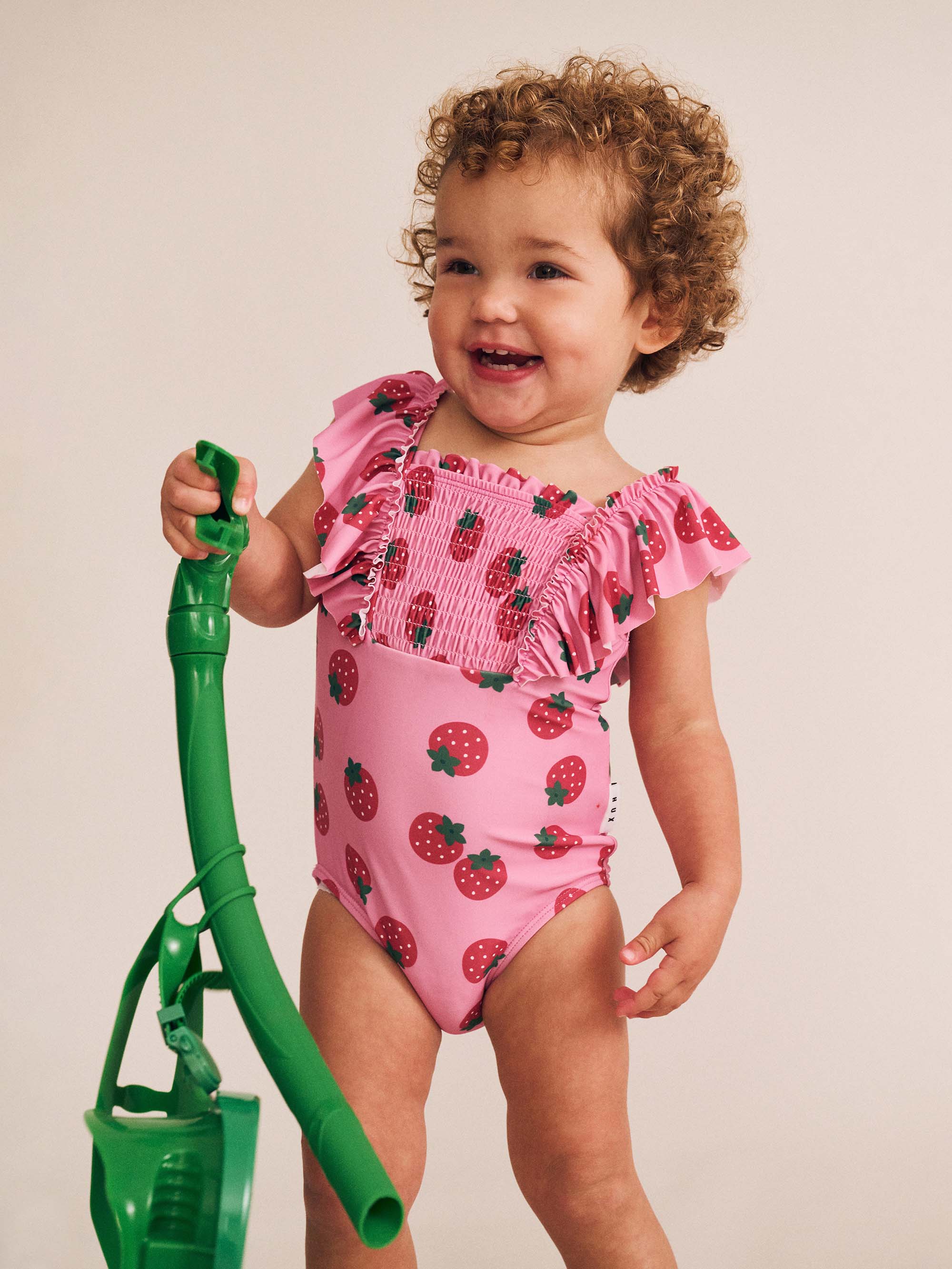 Huxbaby Girls Swimwear Strawberry Fields Forever Shirred Swimsuit