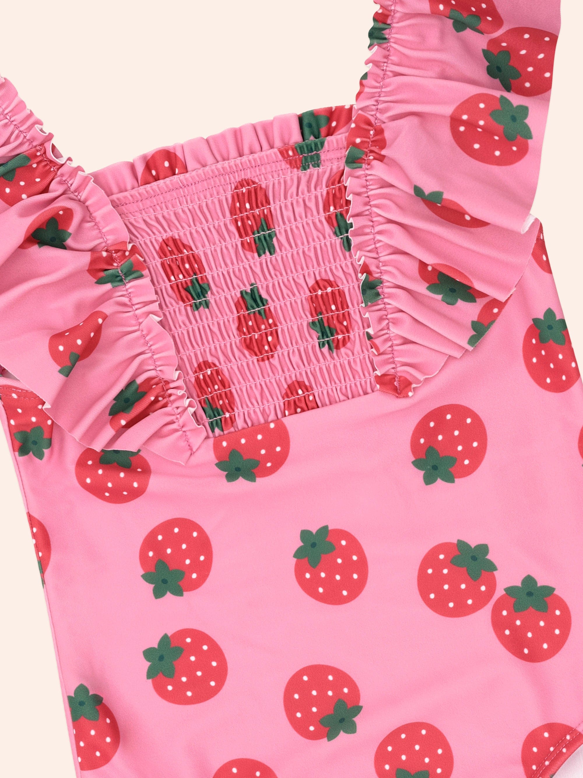 Huxbaby Girls Swimwear Strawberry Fields Forever Shirred Swimsuit