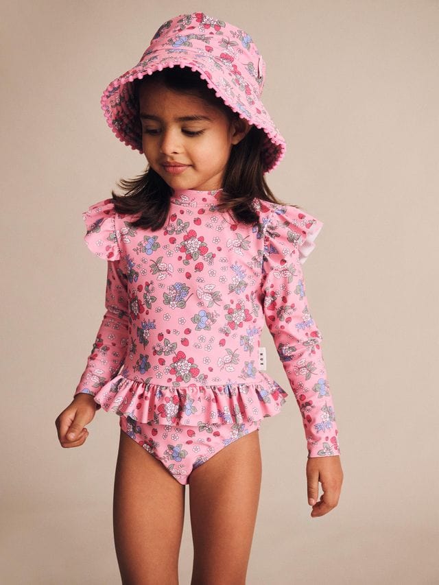 Huxbaby Girls Swimwear Strawberry Garden Frill Swimsuit