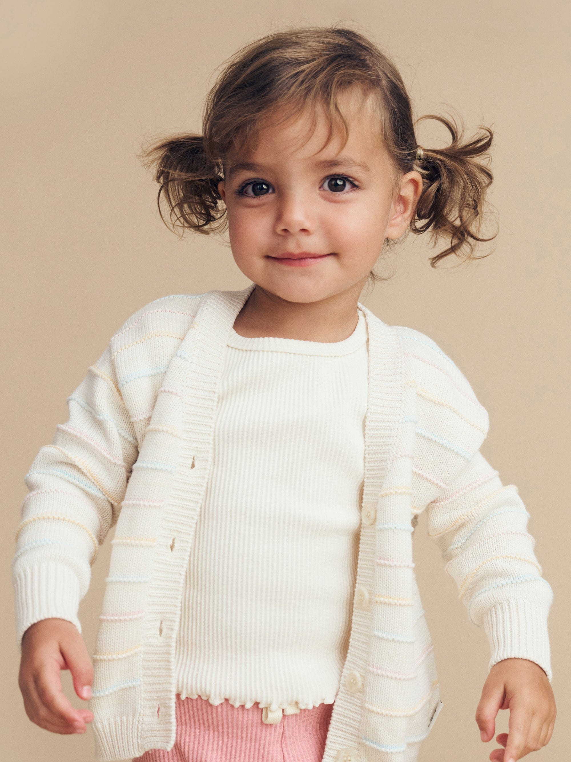 Huxbaby Girls Tee Almond Milk Rib Tee