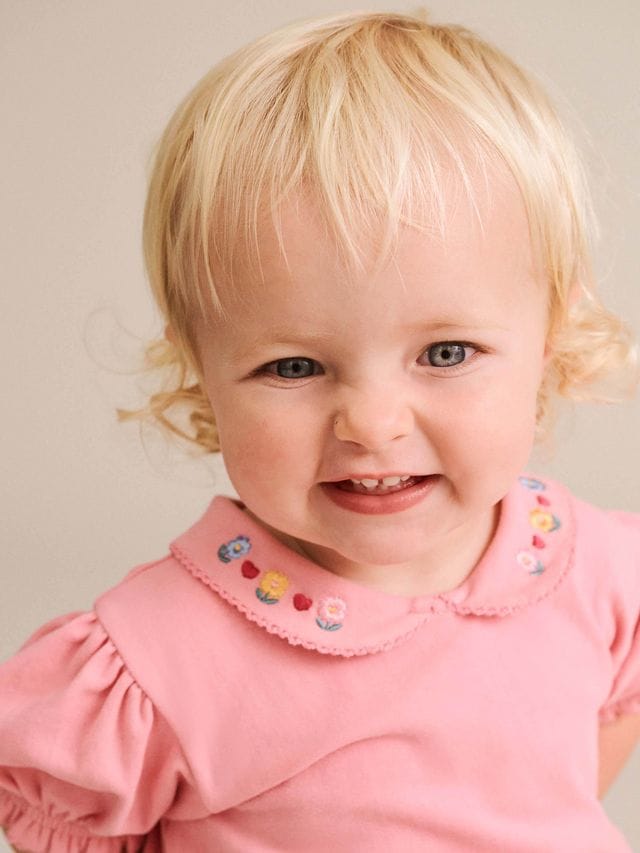 Huxbaby Girls Tee Floral Collar Puff Sleeve Tee